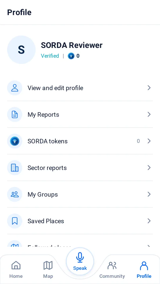 Profile screen