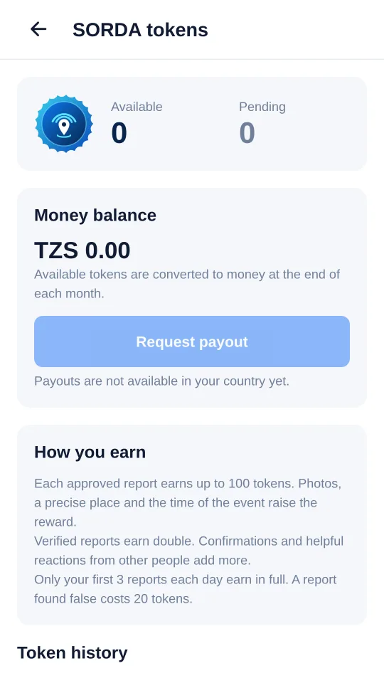 SORDA tokens page